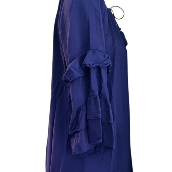 Simply Southern Large Blue Purple Shift Dress Elephant Embroidery Ruffle Sleeves - Picture 6 of 10